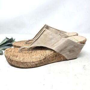 DONALD PLINER Cork Wedge Platform Thong Sandals 12M